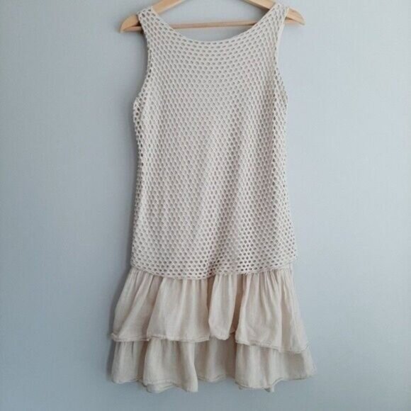 Made in Italy Tunic Top Lace & Rufffle Cream Sz 2 Flawed - Picture 9 of 15